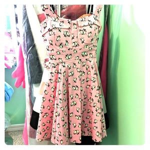 Cute pink Boston terrier Frenchie dog pinup dress